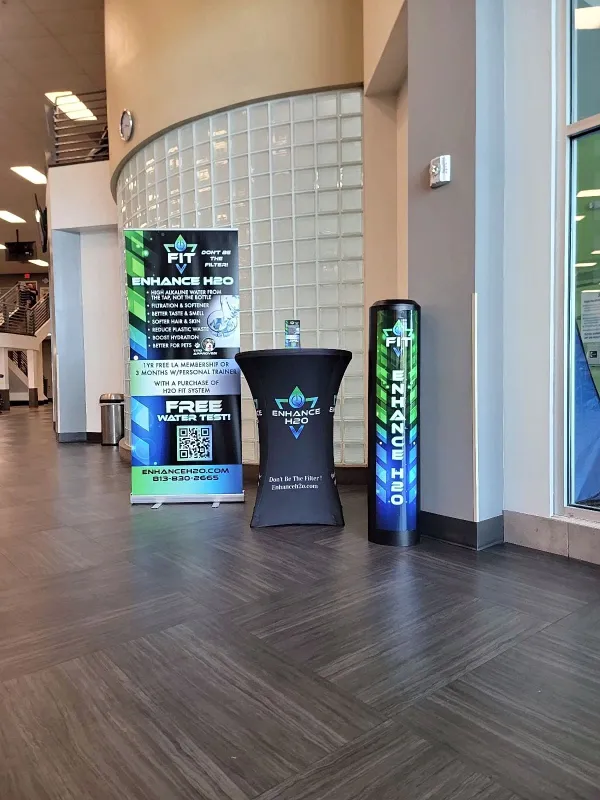 Commercial water filtration display at LA Fitness
